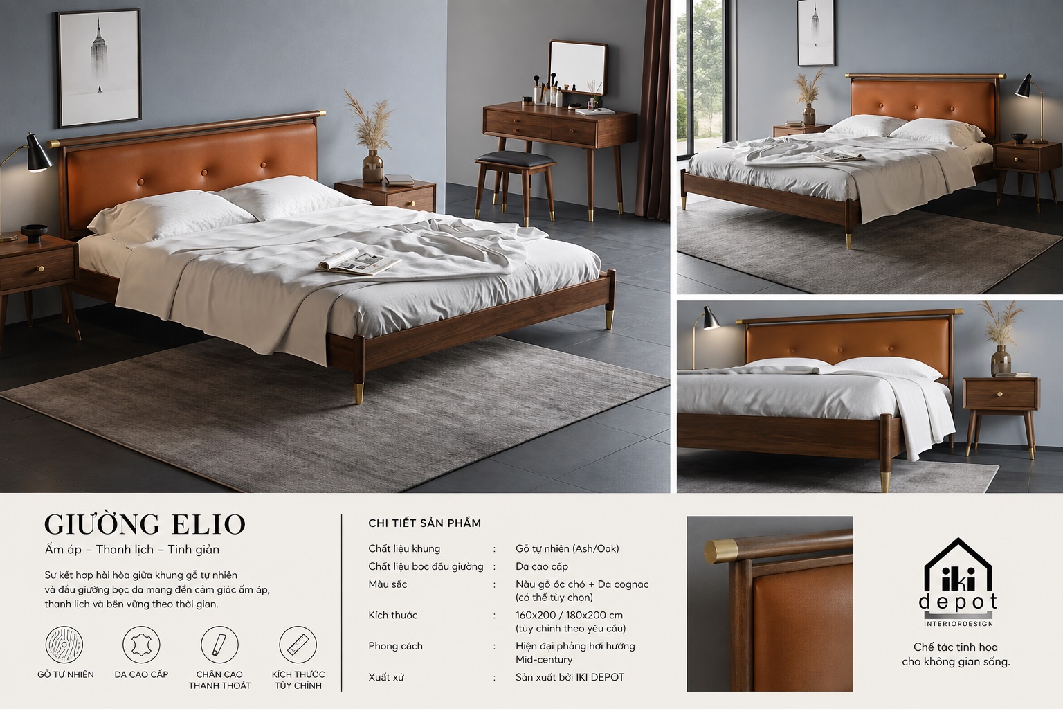 Giường gỗ Elio