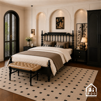 giường Indochine, giường Indochine Huyền Mộc, giường phong cách Đông Dương, giường ngủ Indochine, giường gỗ cao cấp